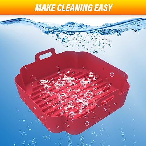 Miniatura 7 de Olla de silicona para freidora de aire 3 piezas de 8 pulgadas forro de silicona reutilizable de gel de sílice grueso cuadrado para freidora de aire