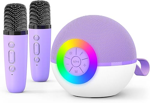 goopow Mini máquina de karaoke con altavoz para niños y adultos, micrófono Bluetooth portátil con juguetes de canciones y luz LED, el mejor regalo