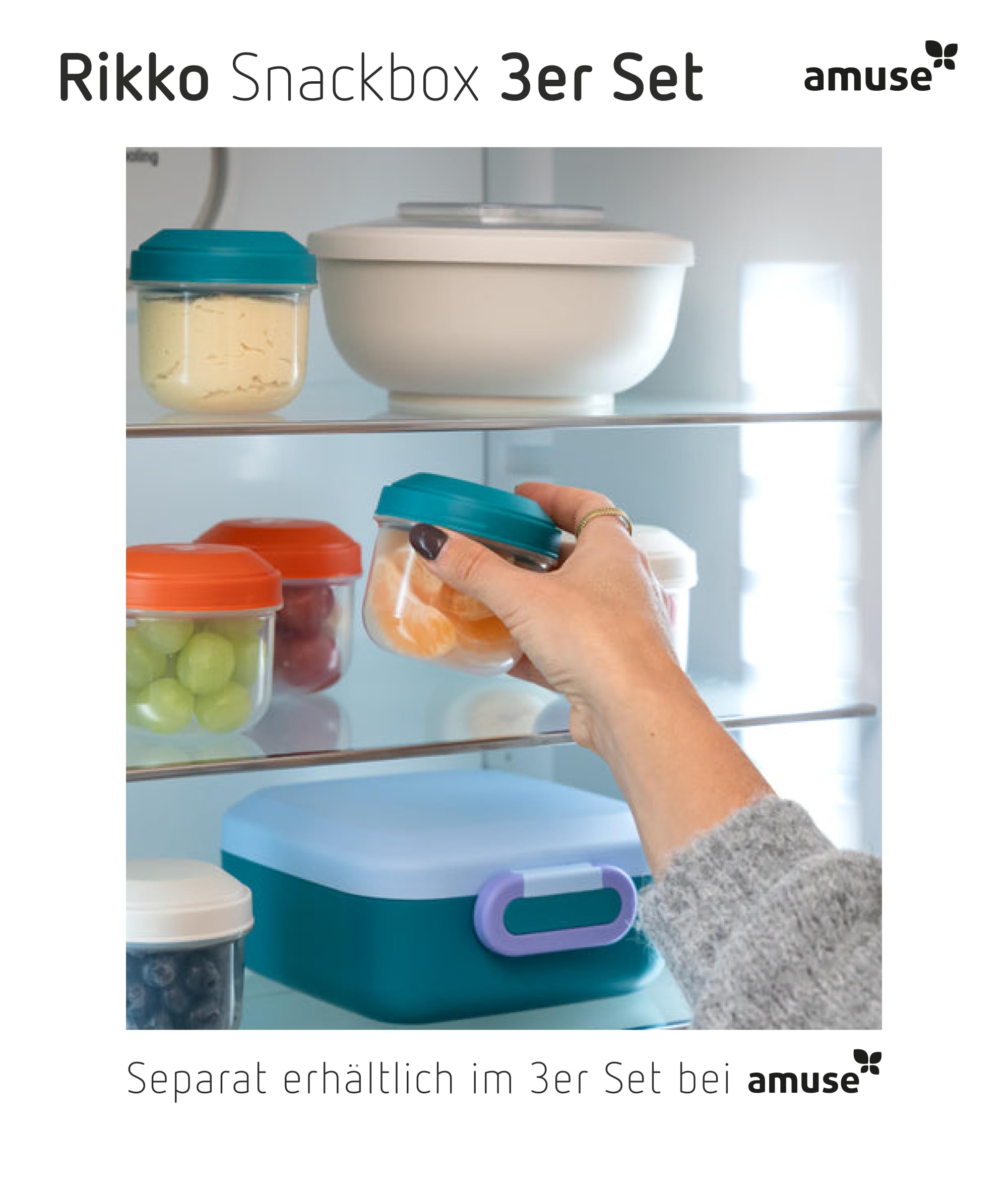 Amuse Rikko Brotdose Kinder mit Fächern | Bento Box inkl. Snackbox mit Fächern | Lunchbox Kinder, Brotdose Kindergarten, Brotbüchse Vesperbox, Brotzeitbox, Brotbox, Jausenbox | Vesperdose mit Fächern