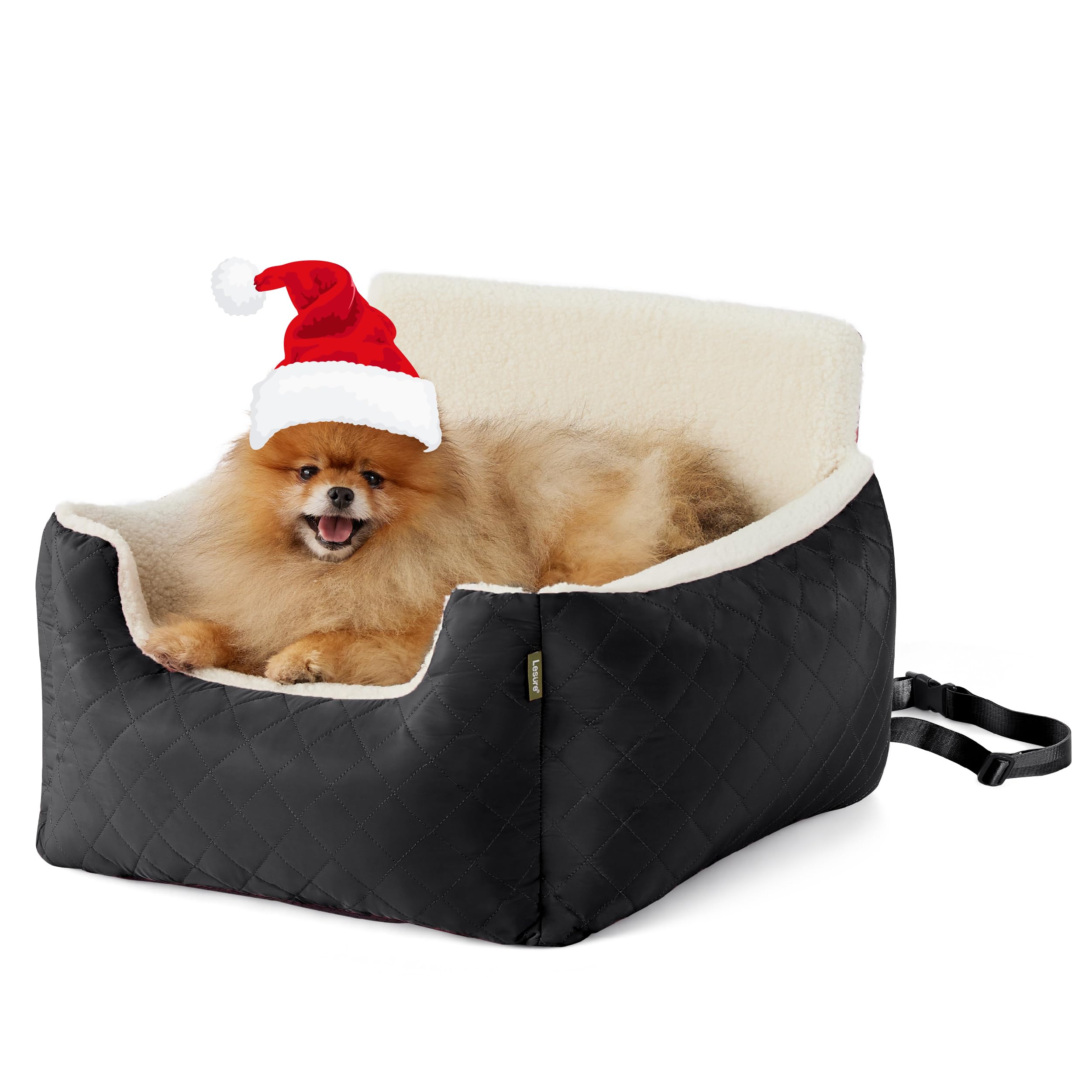Lesure Seggiolino auto per cani, lavabile, antiscivolo, per cani di piccola taglia, con cintura di sicurezza stabile, adatto per qualsiasi tipo di auto, 55 x 50 x 38 cm, colore nero