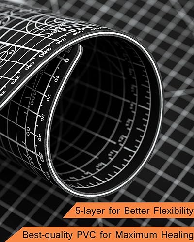 Miniatura 3 de Tapete de corte semitransparente de 18 x 12 pulgadas, tapete de costura de corte giratorio Idemeet para manualidades, protector de mesa de hoja de 5