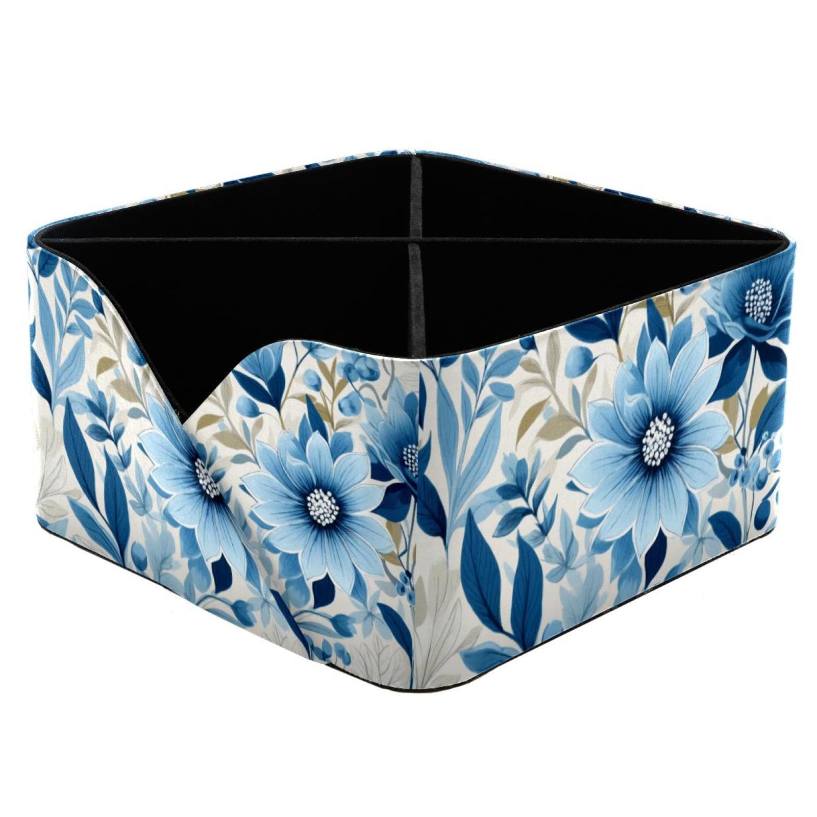 Organisateur de bureau et porte-stylos rectangulaire en cuir synthétique bleu