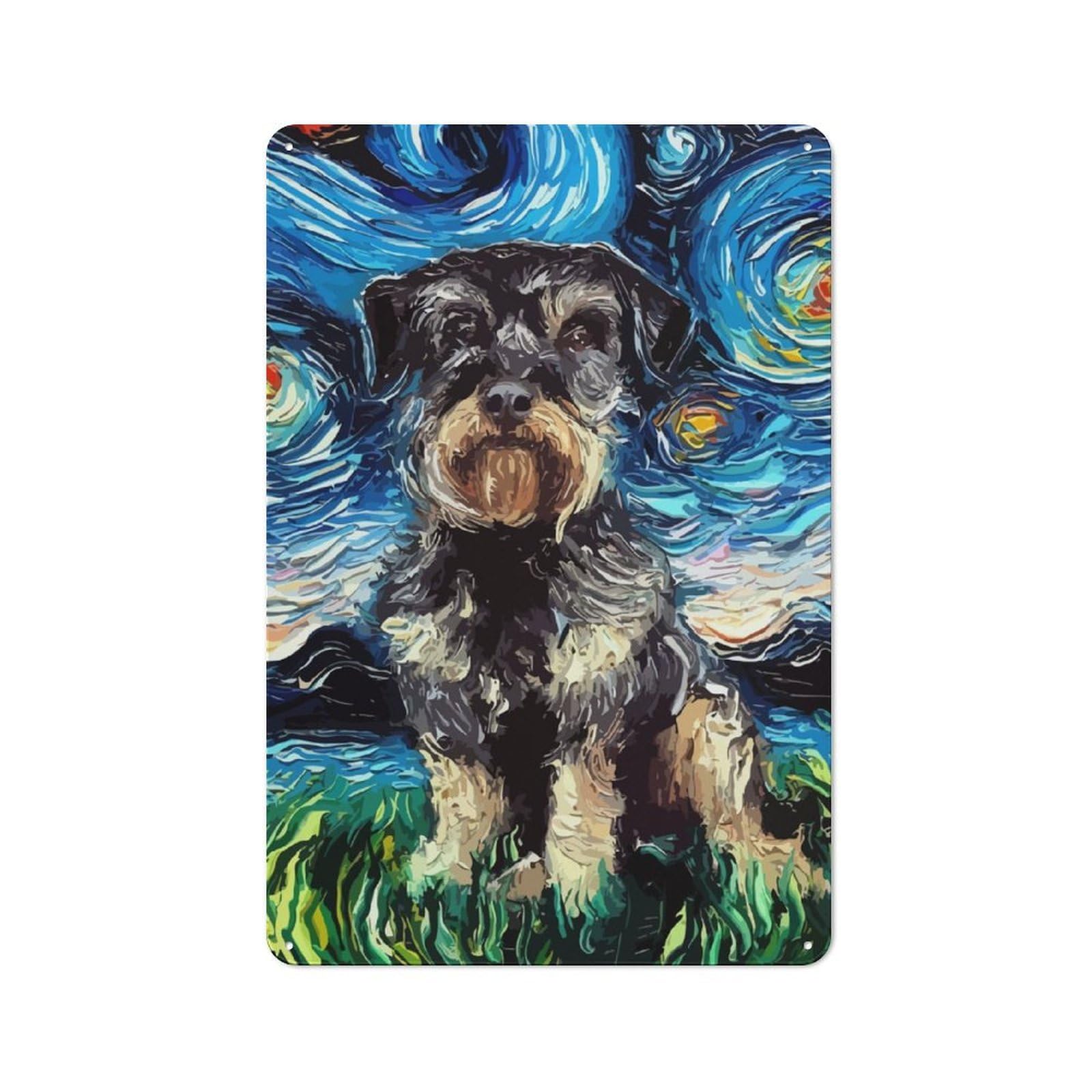 Junmoney Dog Starry Night Schnoodle Creative Office Metal Sign 30X20cm, Study Room Decor For Workspace, Cafe, Shop Or Desk Area