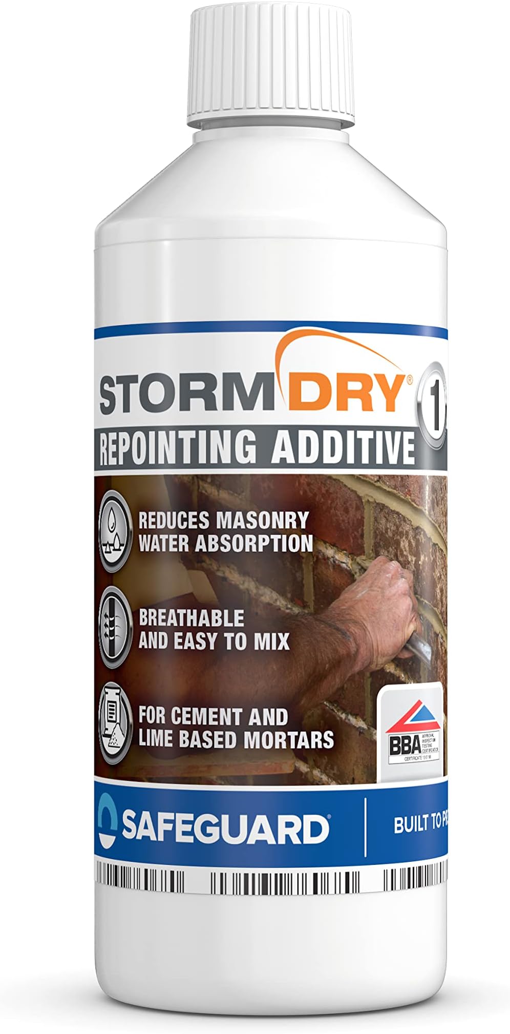 Stormdry Repointing Additive No.2 – Polymer Modified Waterproof Mortar Additive for Brick & Stone Repointing, Enhanced Strength for Flood & Driving Rain Protection, 500ml