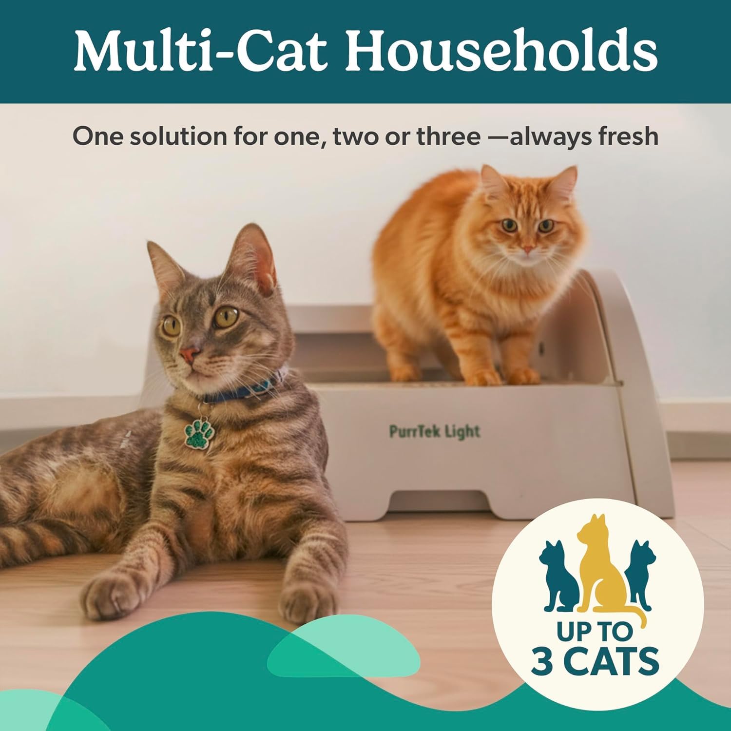 Petcove PurrTek - Caja de arena eléctrica autolimpiante automática para varios gatos, parte superior abierta para gatos grandes, silenciosa 45 dB, control de olores, seguridad doble antipellizcos