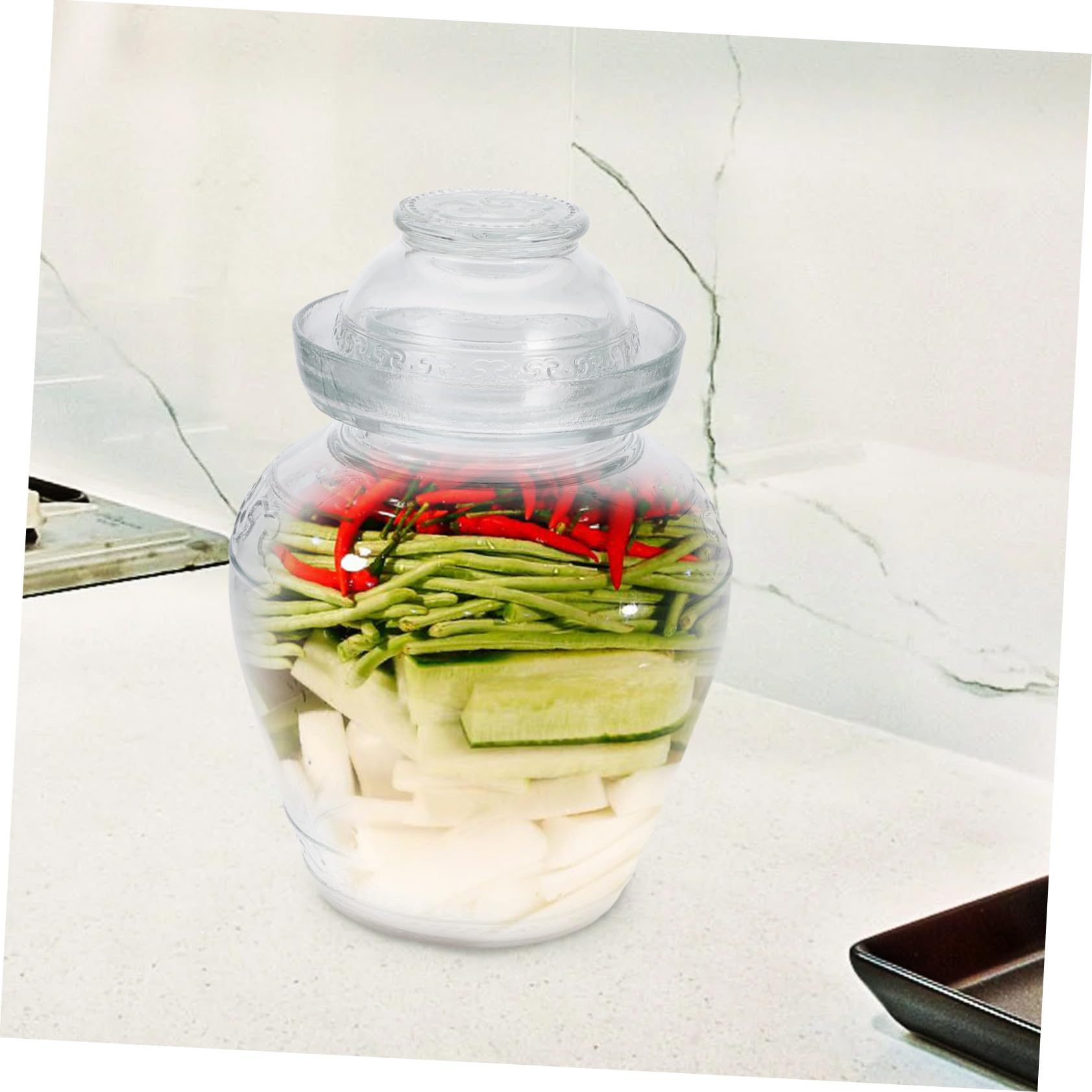 ERINGOGO Tarro de Vidrio Transparente Tarro Hermético para Almacenar Alimentos y Superficie Lisa con Diseño Moderno y Fermentación Confiable Hogar para Cocina