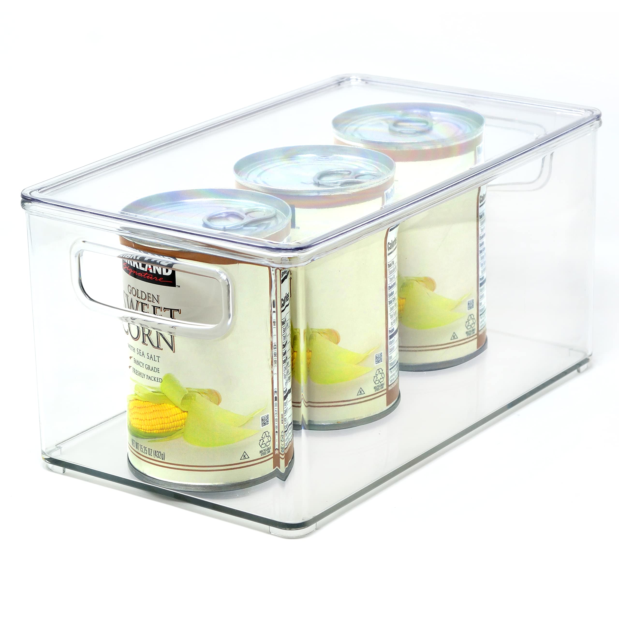 Youngever Clear 2 Pack 25Cm X 15Cm X 13Cm Plastic Fridge Organisers, Frigge Storage Bins With Lids, Stackable Storage Bins With Handler For Refrigerator, Pantry