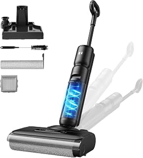 Redkey W13SE Aspiradora Fregadora sin Cable, 75 min Máx., 23KPa Aspiradora en Seco y Húmedo, Autolimpieza, Doble depósito, Aviso por Voz LED, Adecuado para Suelos Duros y Pelos de Mascotas