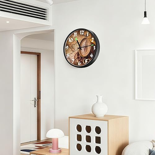 Miniatura 5 de STAYTOP Retro Compass LED Wall Clock for Bedroom Night Glow,12 Inch Silent Light Up Wall Clocks for Living Room Decor, Sound Control Modern Wall