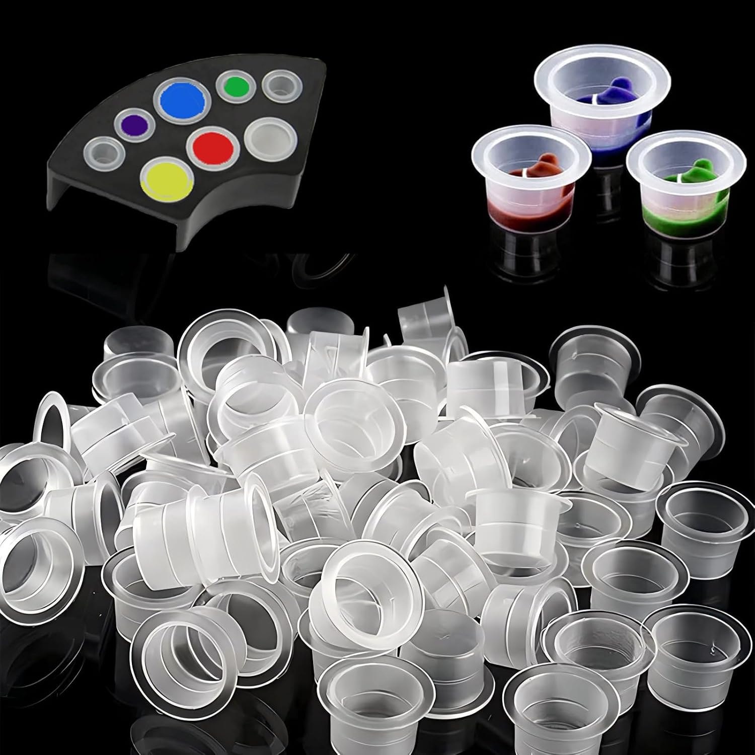 Urknall 1000PCS Large Size Tattoo Ink Cups Large Tattoo Caps 16MM Tattoo Ink Cups Pigment Cups Tattoo Plastic Cap for Tattoo Ink
