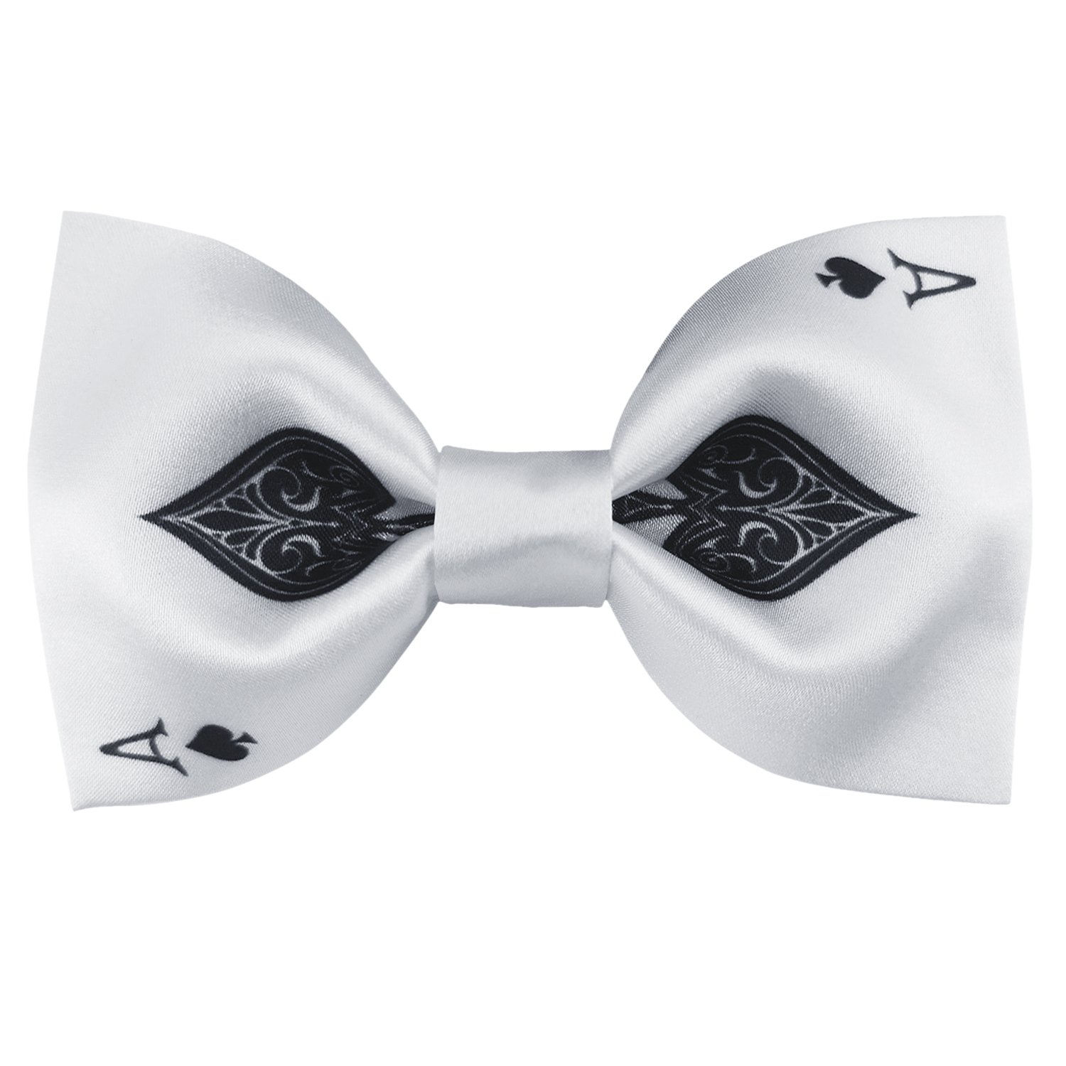 Mens 100% Satin Silk Pre-tied Bowtie Poker Ace Bow Ties (Ace of Spades-1)