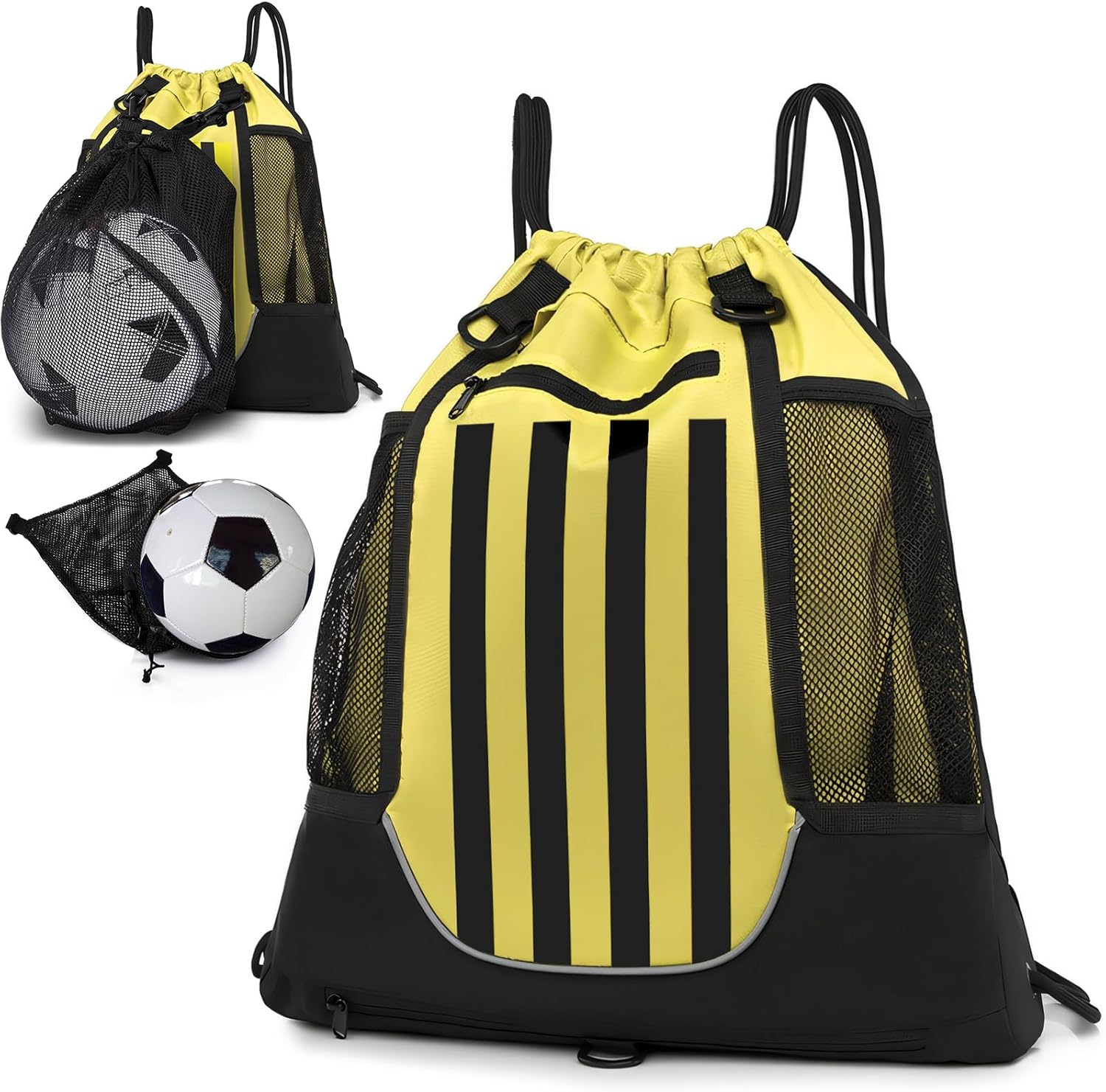 STAY GENT Drawstring Basketball Backpack for Boys, Foldable Soccer Backpack Gym Bag Sackpack Sports Sack with Detachable Ball Mesh Bag for Volleyball Baseball Yoga