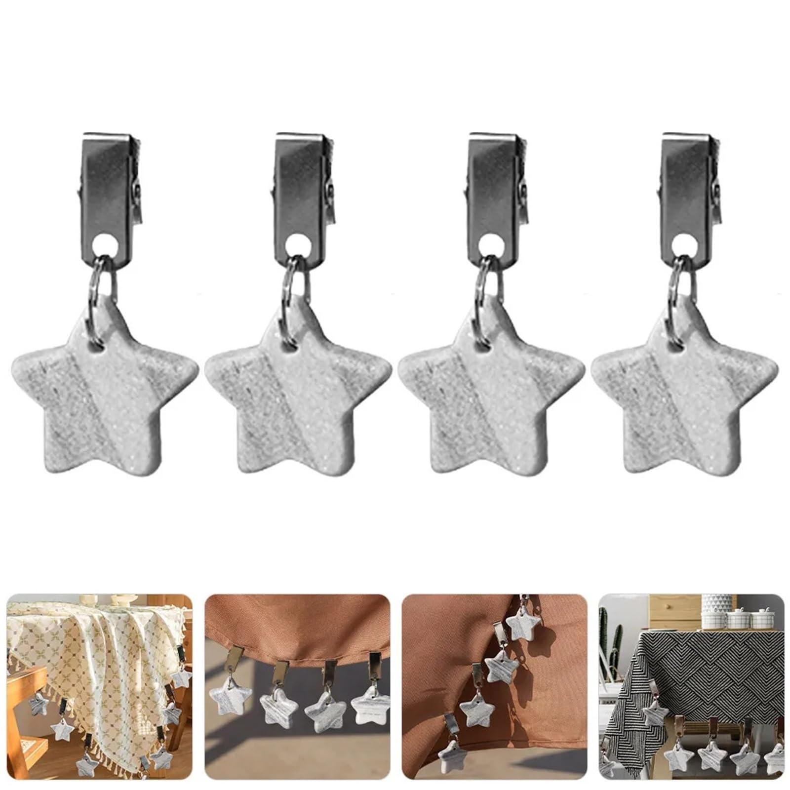 Tischdeckenbeschwerer, Marmor-Tischdeckengewichte, Edelstahl-Clips für Outdoor, Party, Hochzeit, Picknick, 10 Stück