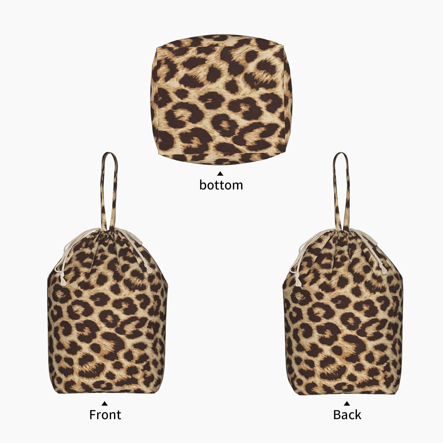 Oxford Leopard Pattern Print Large-capacity drawstring laundry bag with Handles for Dorm,Hotel
