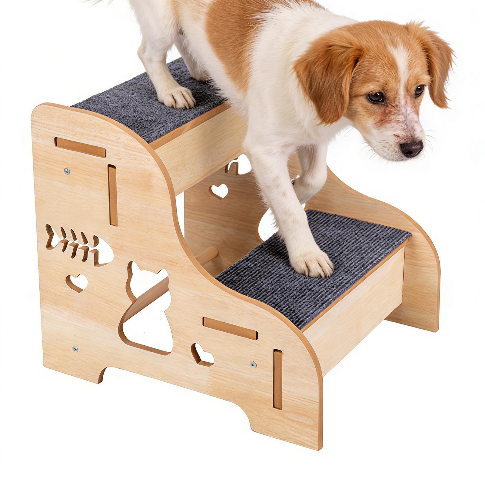 Rampa antideslizante de madera con escalones de perro para cama y sofás elevados