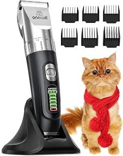 oneisall Cat Hair Trimmer,Quiet Cat Clippers for Matted Hair,Cordless Cat Grooming Kit with Comb,3 Speed Cat Shavers for Matted Long Hair