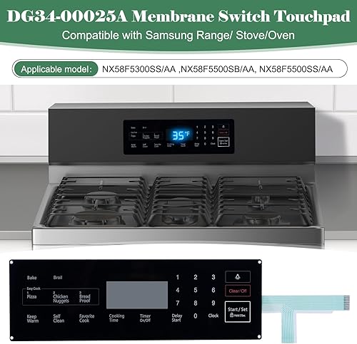 Miniatura 2 de Interruptor de membrana de rango DG34-00025A Touchpad compatible con horno de gama Samsung NX58F5300SSAA, NX58F5500SBAA, NX58F5500SSAA, reemplaza