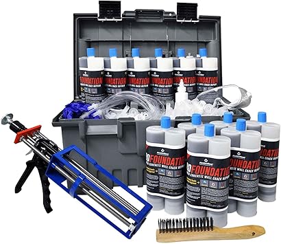 RadonSeal PRO Foundation Crack Repair Kit 60 ft Polyurethane Crack Injection Foam for Basement & Concrete Wall Leak Repair