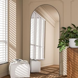 Full Length Mirror, 71"x25" Arch Mirror Floor Mirror with Stand Wall Mirror Black Arched Full Body Mirror Standing Hanging or Leaning Against Wall Bedroom Mirror for Entry, Living Room
