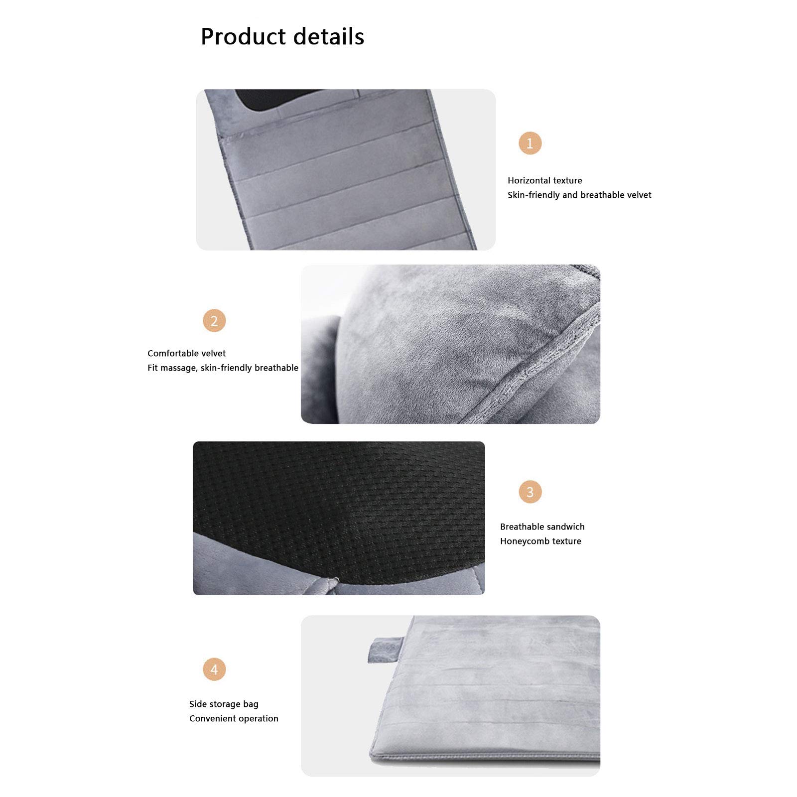 Colchoneta Masaje Terapia Multifuncional Cuerpo Completo Shiatsu Vibrataion Almohadilla con Calefacción Eléctrica, Derretir el Dolor de Espalda, Flexible, Cómodo y Plegable