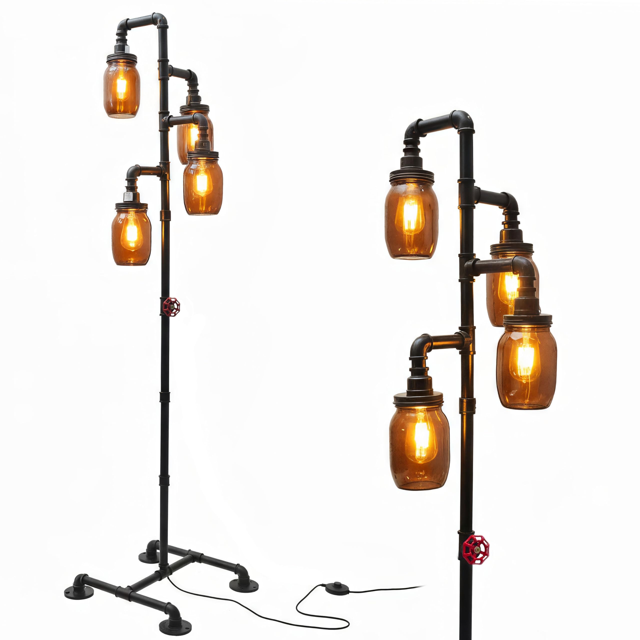 Steampunk Floor Lamp - Industrial Water Pipe Floor Lamp, Suitable for Living Room and Dining Room-Bulbs Not Included