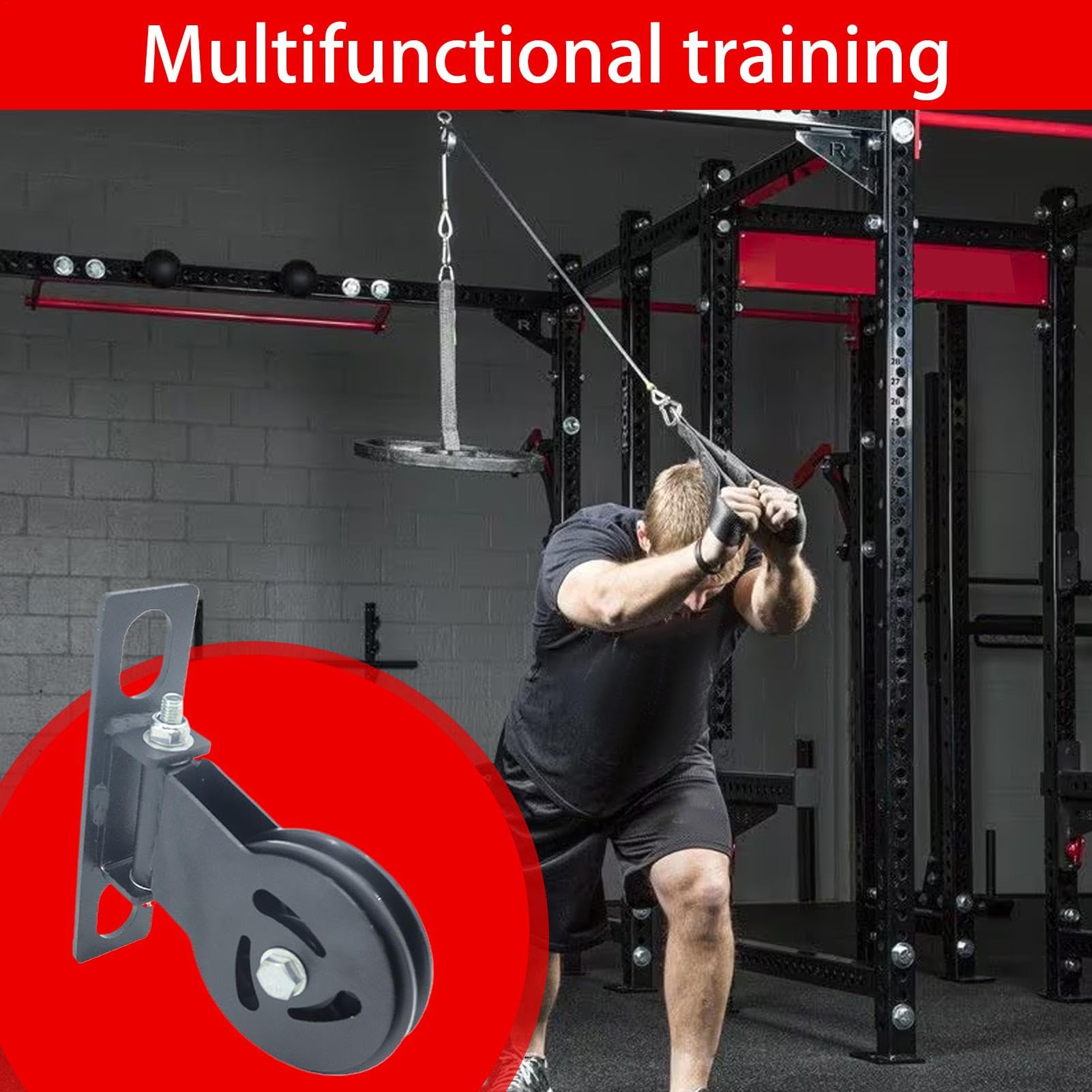 Gym Pulley, Heavy Duty Detachable Rotation Pulley System, 7.87x6.69x1.97 pulgadas Compact Sturdy Mute Swivel Fitness Equipment Attachment for Home Gym and Cable Machine Replacement