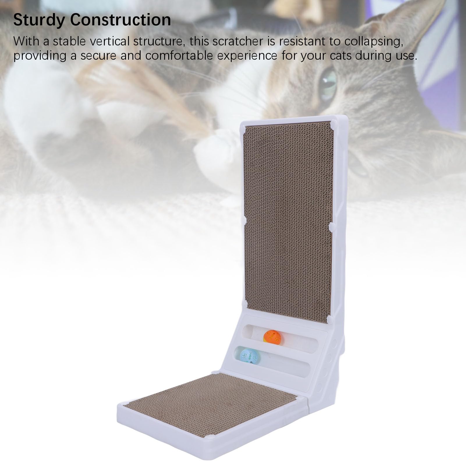 Rascador de gatos, práctico, extraíble, ligero, en forma de L, de cartón ondulado, soporte de pared, tabla vertical para gatos domésticos (blanco)