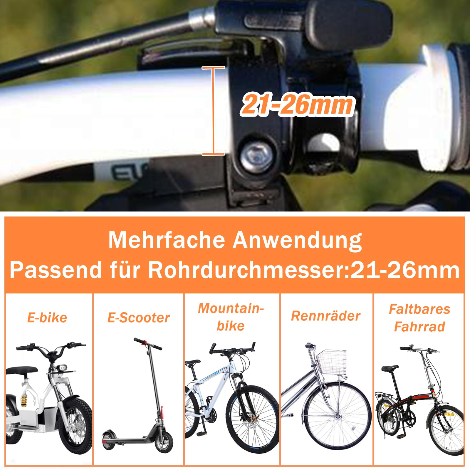 Fahrradspiegel Für E-bike Fahrradspiegel Rückspiegel,Aluminium Lenker Spiegel Fahrradspiegel Rückspiegel Mit Weitwinkel Rückspiegel Fahrrad