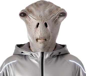 Area 51 Alien Mask for Adults, Natural Latex Sci-Fi Horror Full Head Mask for Halloween, Cosplay, and Costume Parties