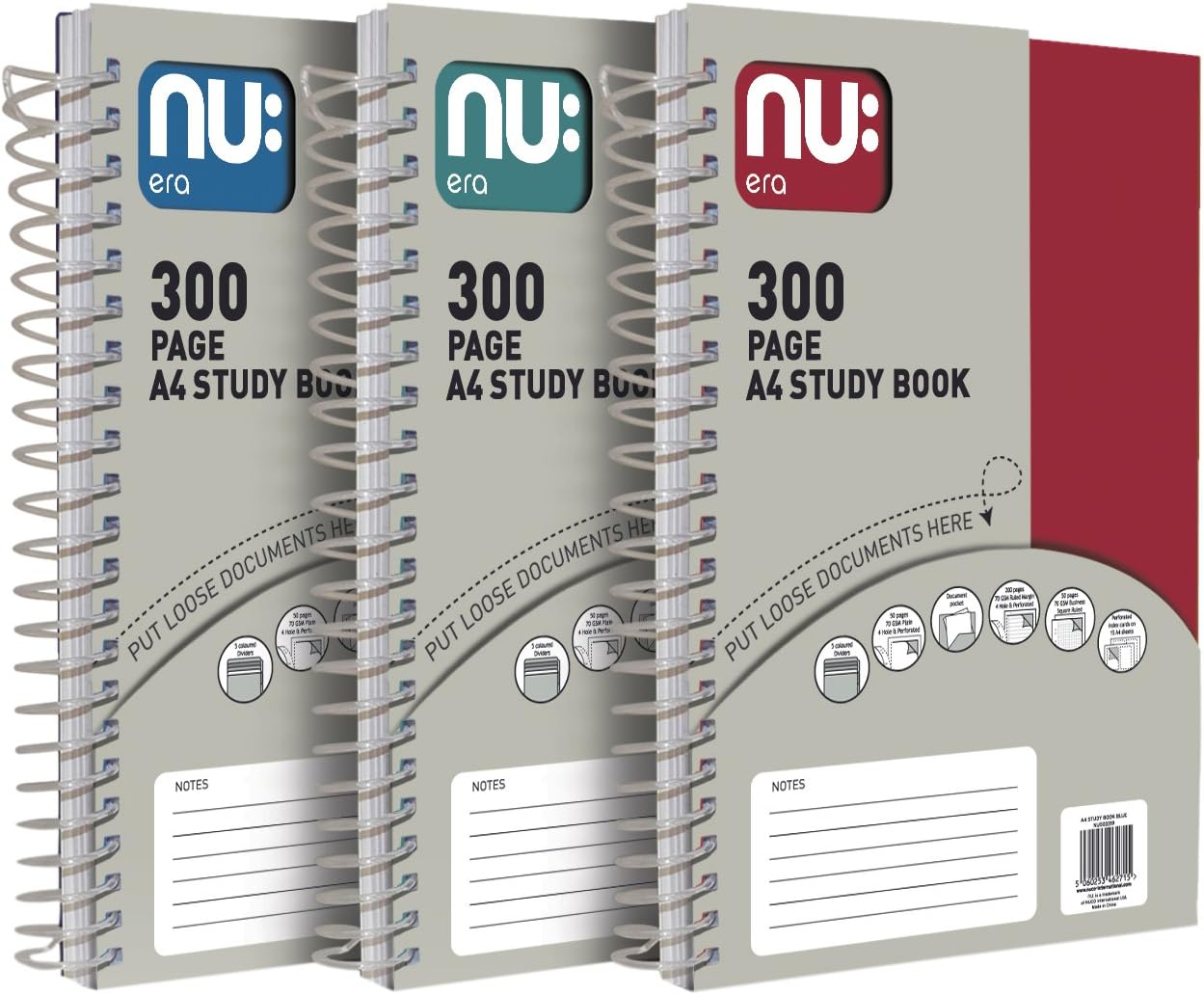 Nu Era Mega A4 PP Study Book - Assorted Colours (Pack of 5)