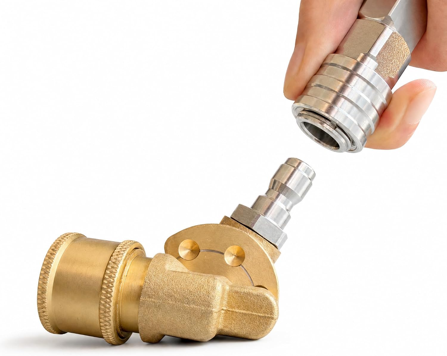 Copper Pivoting Coupler Kit 1/4 inch with 5 Angles & NPT 1/4 Pressure Washer Gun Head Quick Connector Stainless Steel Adapter Female Thread Fitting Set for Pressure Gun&nozzle&foam bottle