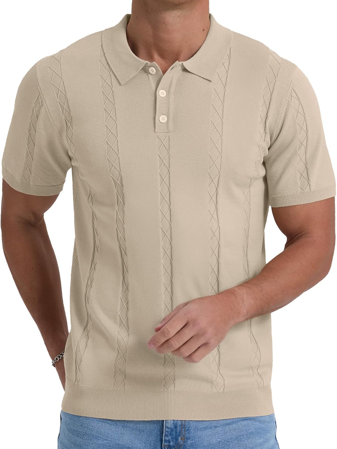 Sailwind Mens Knit Polo Shirts Short Sleeve Ribbed Textured Polo Shirt Casual Golf Shirts Collared T Shirt - Image 5