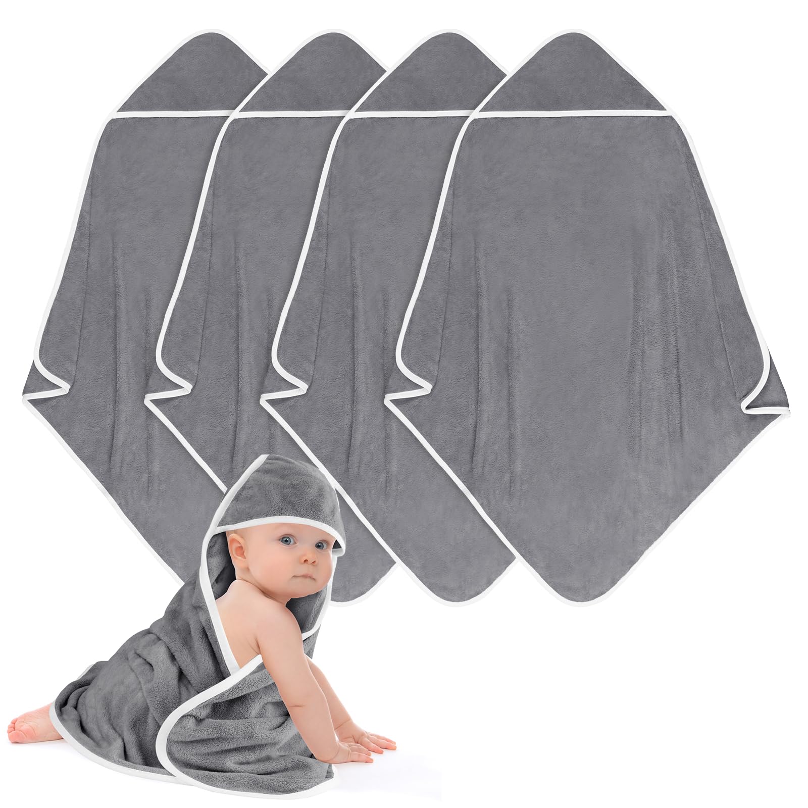 Pure Grey Color SimpleCotton Comfortable Skin-friendly Soft Hooded Bathrobe Baby Children Towels main image 0