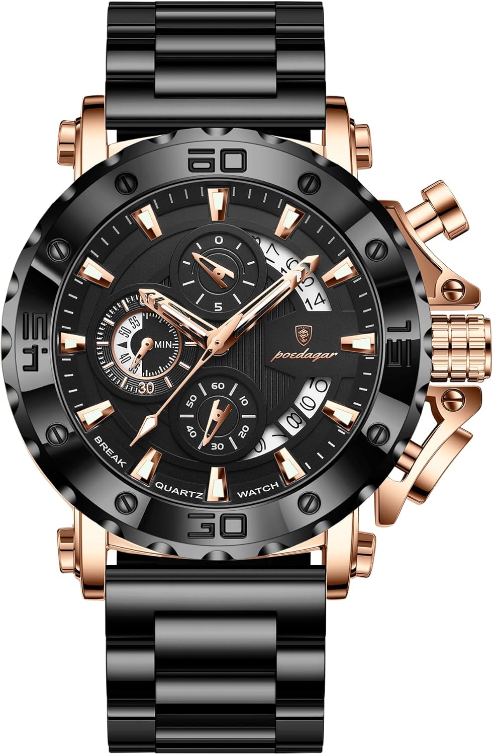 Poedagar Luxury Watches for Men Calendar Luminous Waterproof Business Man Watch Male Chronograph Stainless Steel Quartz Watches