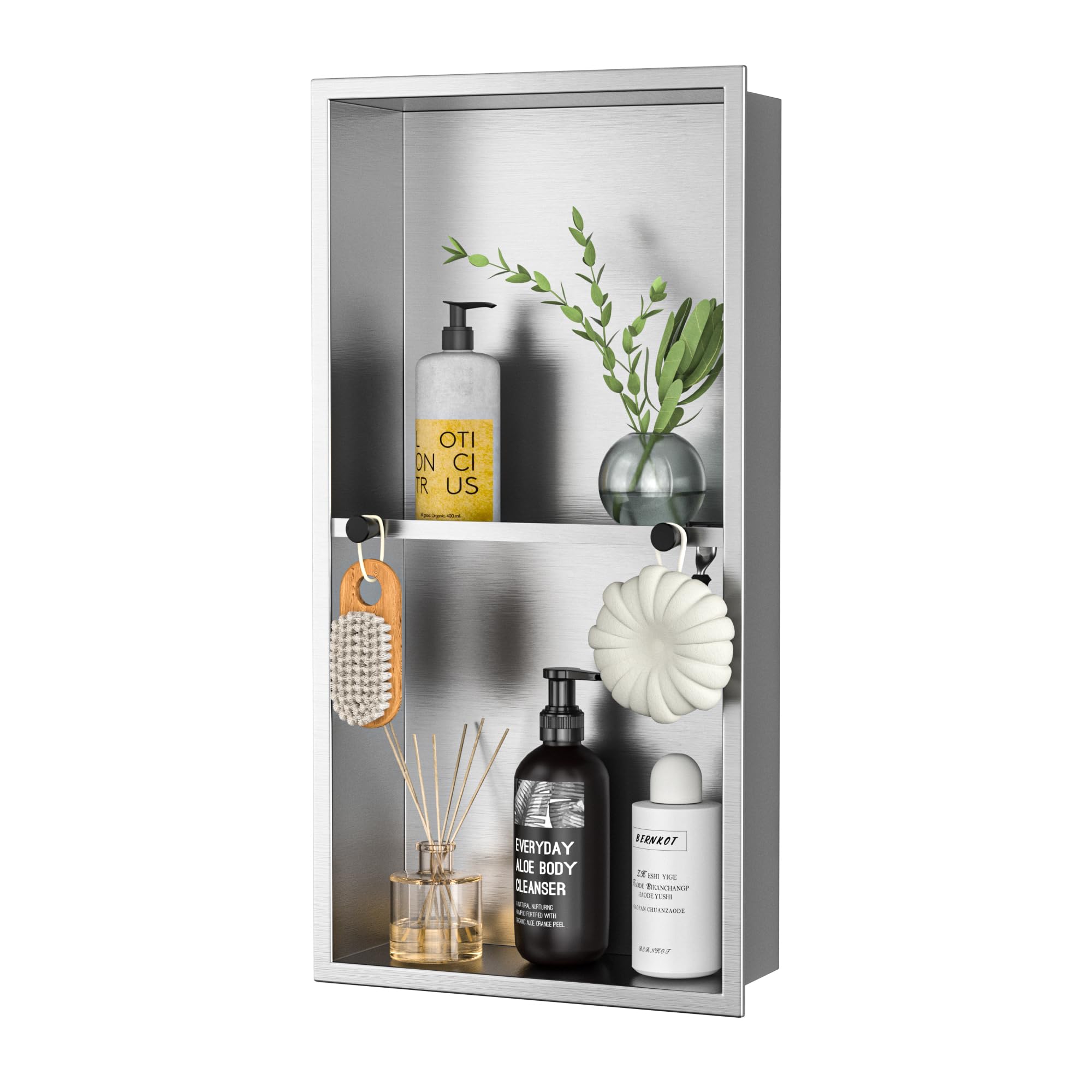 Bernkot 304 Stainless Steel Shower Niche w/Hooks — image 1