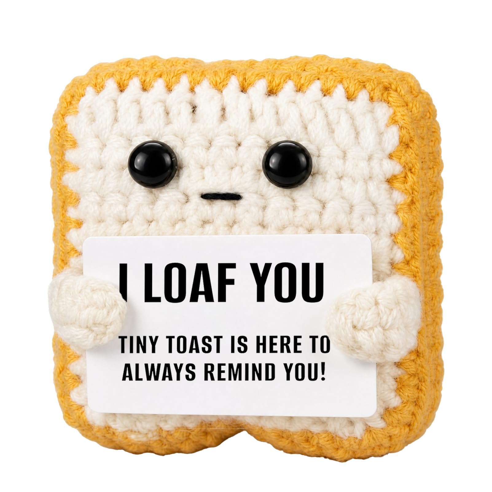BOBPPOP Handmade Crochet “I Loaf You” Toast Plush, Funny Valentine’s Day Gift for Her Him Boyfriend Girlfriend, Romantic Anniversary Birthday Just Because Gift