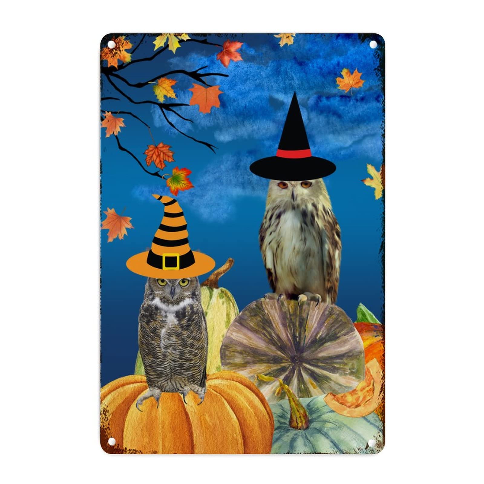 Cadeau d'Halloween amusant avec cette plaque murale en métal citrouille et sorcière rétro