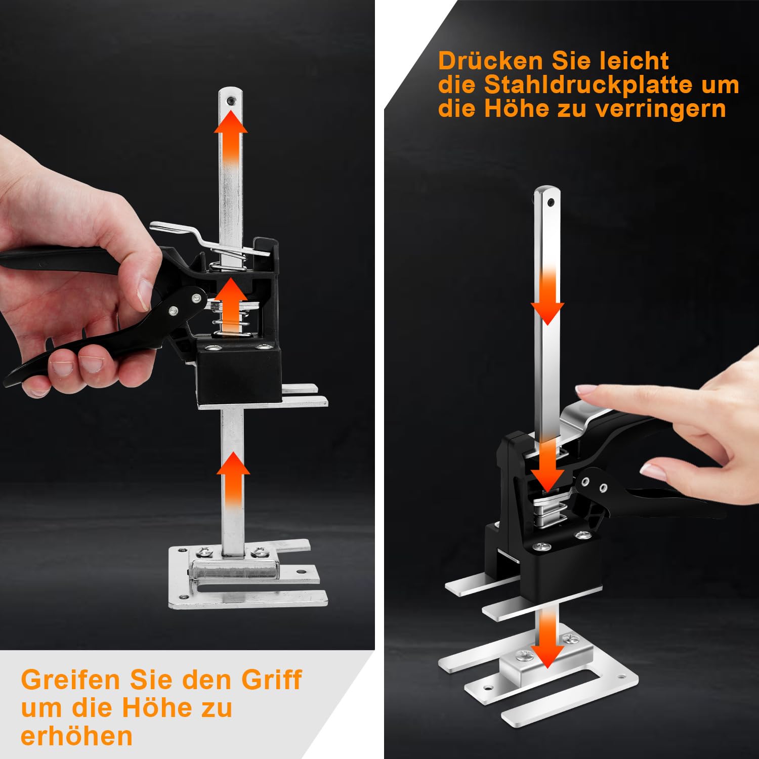 4 Stück Arbeitssparender Möbelheber, 30cm Handwerkzeugheber, arbeitssparender Armwagenheber, Hub 0-200mm, bis 240kg, verstärkte Tragscheiben, ergonomischer Griff