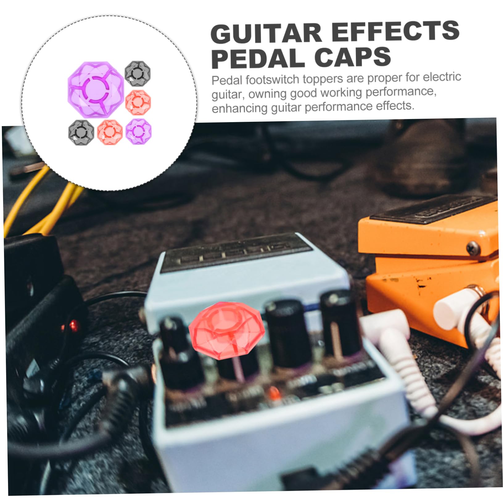 FUNOMOCYA Footswitch Toppers Guitar Pedal Cap Kit Solid Knob Caps for Guitar Effect Accessories Replacement Parts