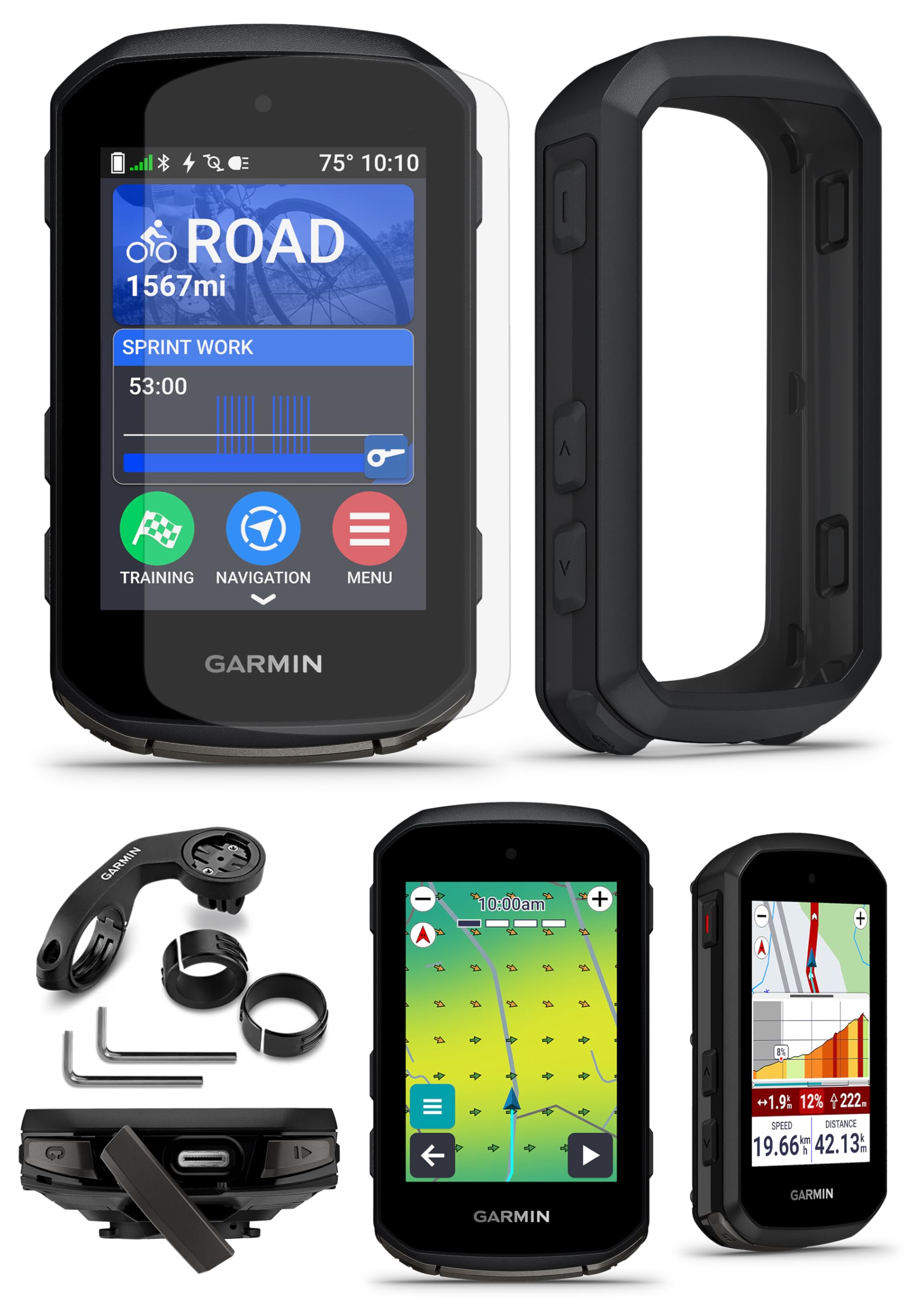 Edge 850 Compact GPS Cycling Computer Black Case Bundle | Color Touchscreen, 36HR Saver B…