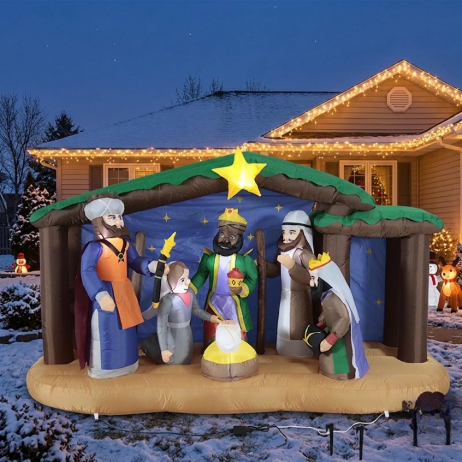 Crèche Noël Gonflable Autogonflant | Résistant résistant Intempéries, Crèche Gonflable avec , pour Jardin