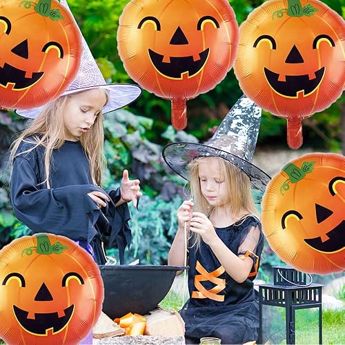 Miniatura 6 de Globos de calabaza de Halloween, globos de aluminio de calabaza para fiesta temática de calabaza, suministros de fiesta de cumpleaños, decoraciones
