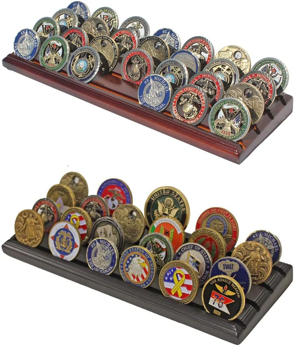 Amazon.com: LIUYALO Challenge Coin Display Stand 6 Row 100% Solid ...