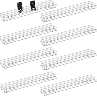 Skylety 8 Pieces Acrylic Domino Racks Acrylic Domino Trays Holders Acrylic Domino Holders Organizer Tray Acrylic Racks for Mexican Train, Dominoes Not Included (Clear)