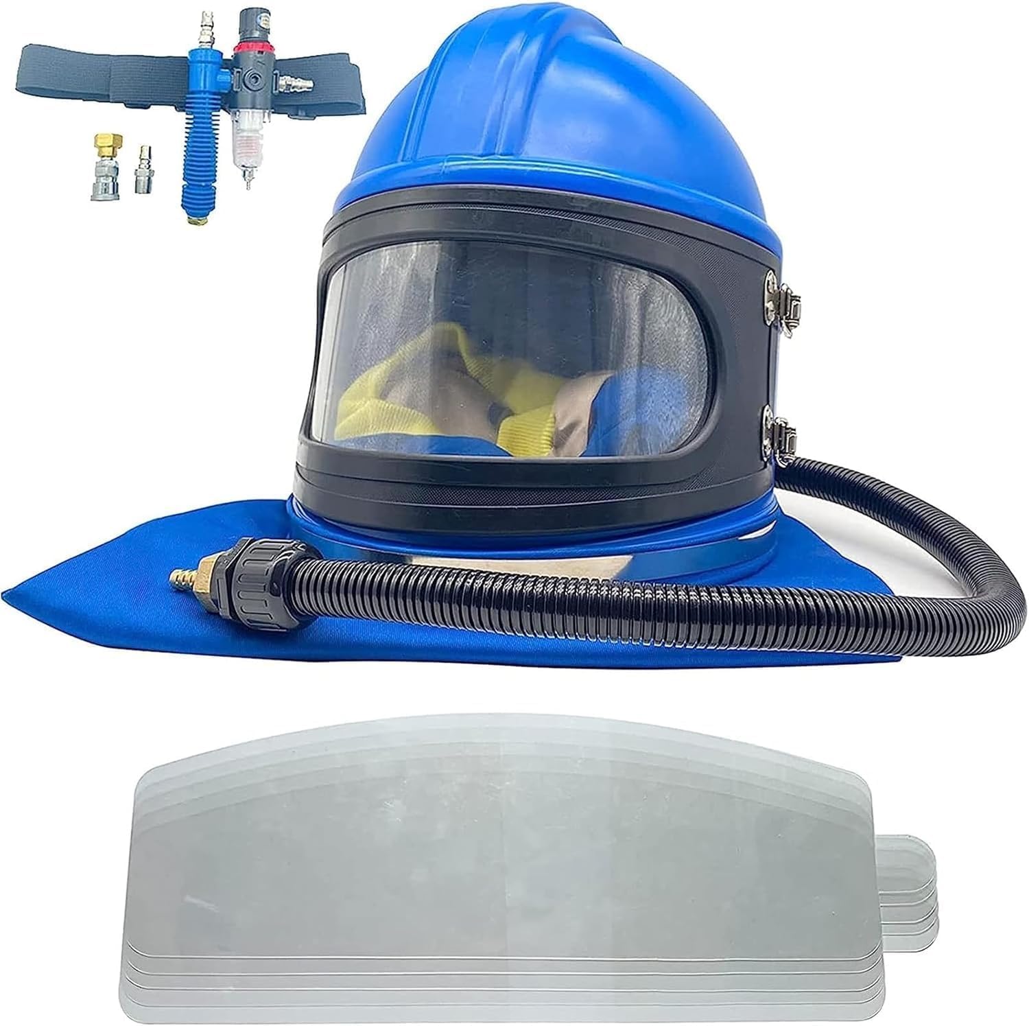 Kask Do Piaskowania Bezpieczny Kask Do Piaskowania Z Pompą Powietrza Z Ochraniaczem Na Ramię Osłona Kaptura Do Piaskowania Wyposażony W Termostat Do Piaskowania