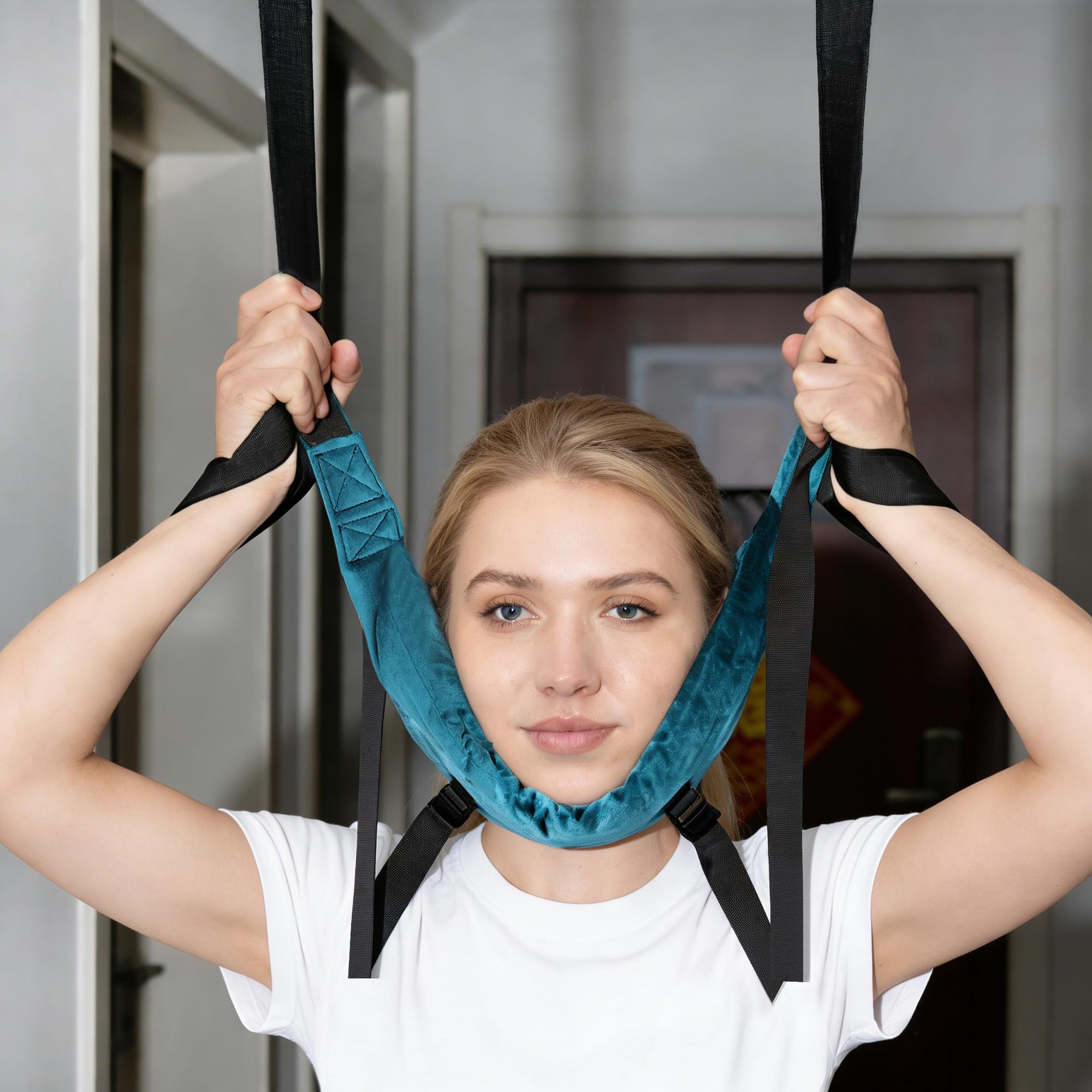 Sangle de Traction du Cou Cervical Dispositif de Vertèbre Cervicale Ménager Version Épaissie Tracteur d'Étirement de Cou pour Hernie Discale Vertébrale Douleur au Cou Correcteur de Colonne Vertébrale