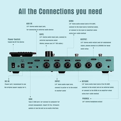 Miniatura 16 de FLAMMA FX150 Multi Effects Processor Pedal de guitarra eléctrica con amplificador de modelado de gabinete Simulación Global EQ pantalla táctil 160