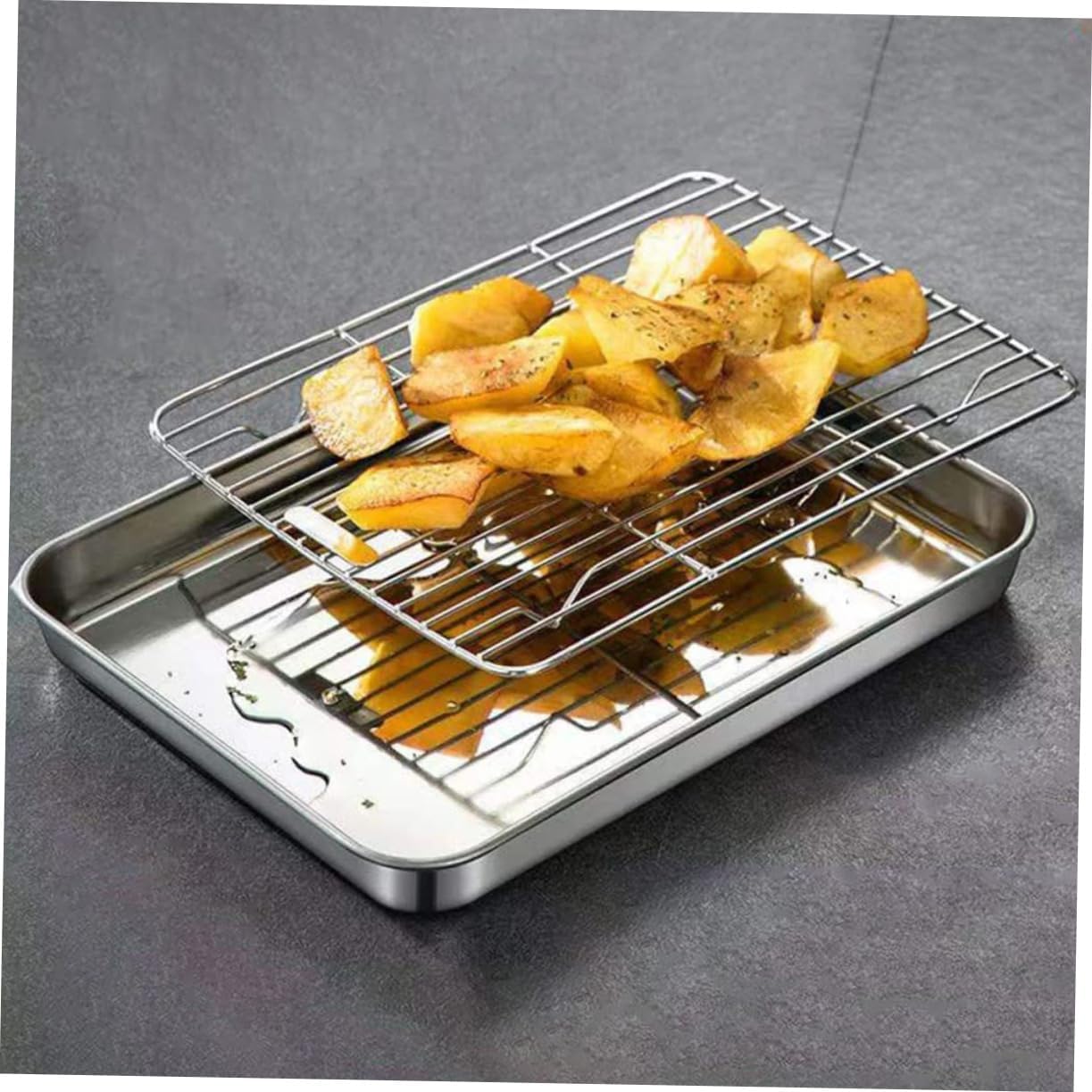 1set Multi-function Baking Tray Nonstick Baking Pan Reusable Wire Rack for Home Bakery and Camping Easy to Clean Dishwasher Design