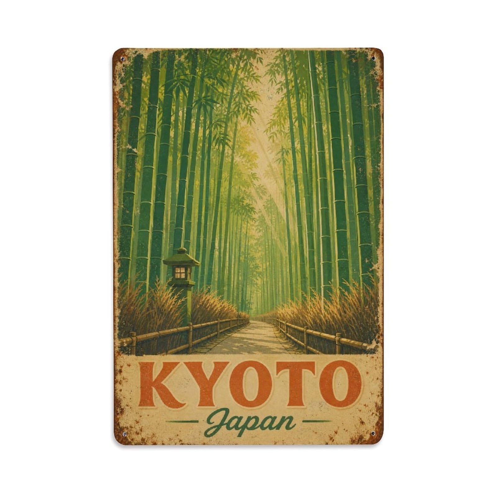 Gead 8X12inch Style Vintage Travel Kyoto Japan Bamboo Metal Tin Sign