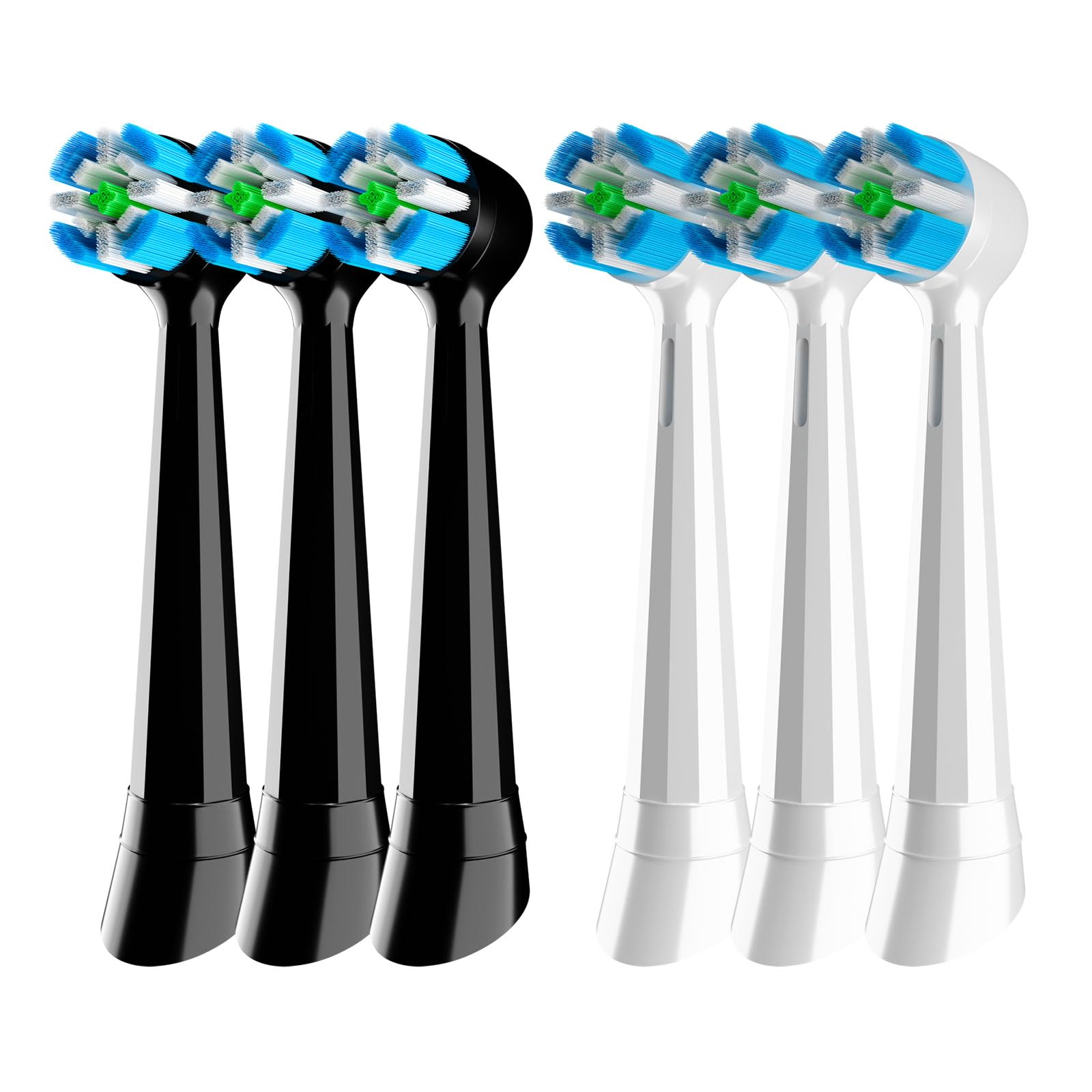 6 Pcs iO Replacement Heads Compatible with Oral B iO Series Electric Toothbrush Individually Wrapped White Black